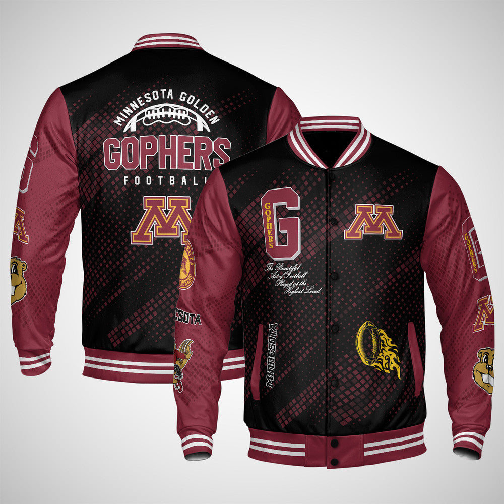 Minnesota Golden Gophers , Ncaa Pattern Baseball Jacket, Varsity Jacket V12