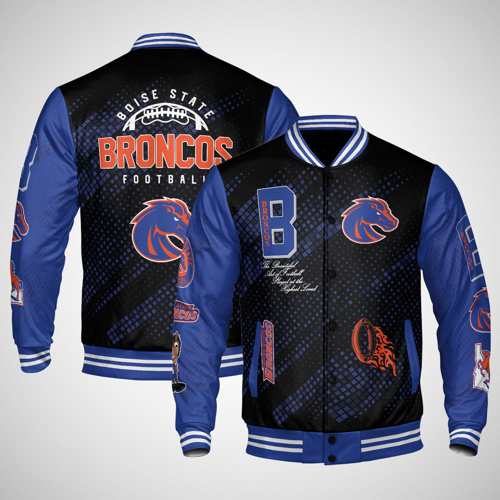 Boise State Broncos , Ncaa Pattern Baseball Jacket, Varsity Jacket V12