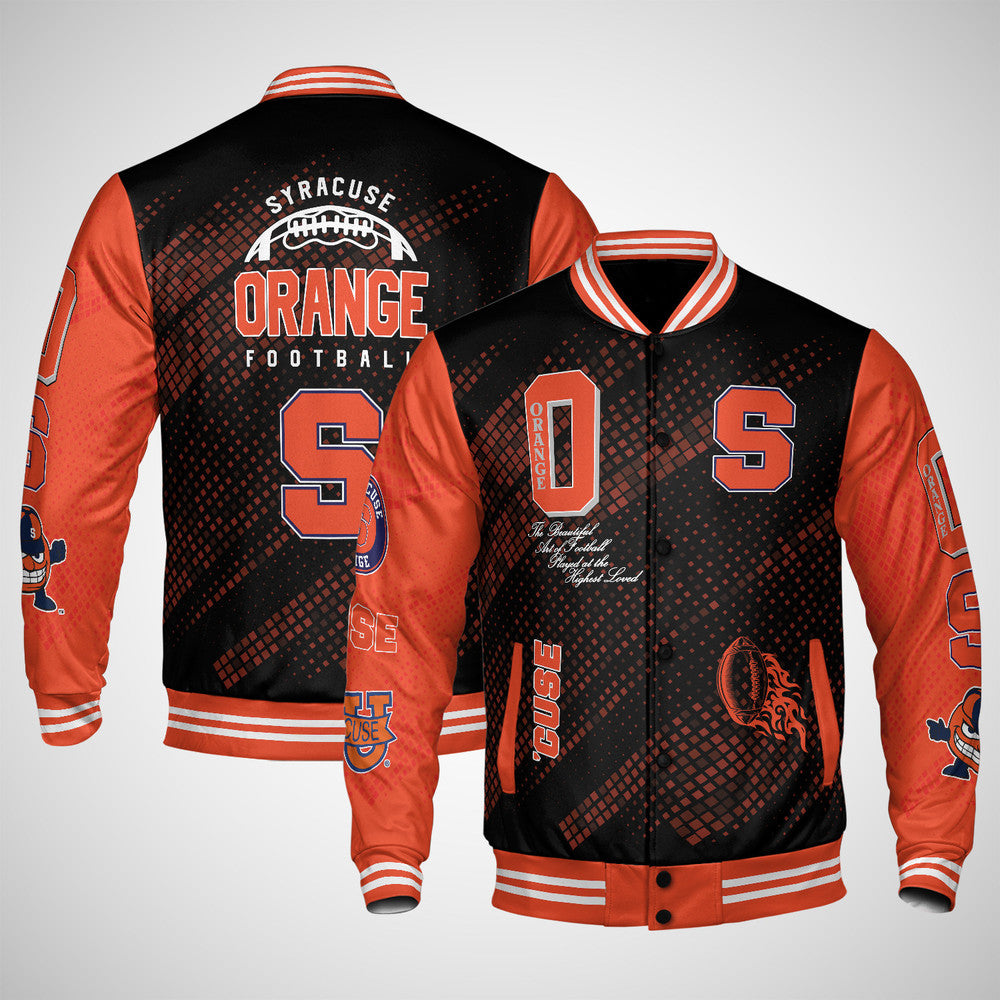 Syracuse Orange , Ncaa Pattern Baseball Jacket, Varsity Jacket V12