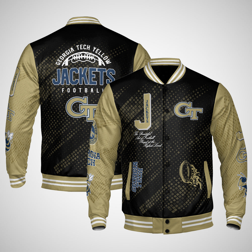Georgia Tech Yellow Jackets , Ncaa Pattern Baseball Jacket, Varsity Jacket V12