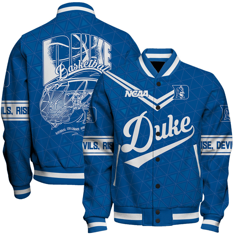 Duke Blue Devils Ncaa Basketball Rise Devils Rise 3D Unisex Varsity Jacket