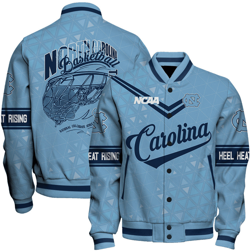 North Carolina Tar Heels Ncaa Basketball Heel Heat Rising 3D Unisex Varsity Jacket