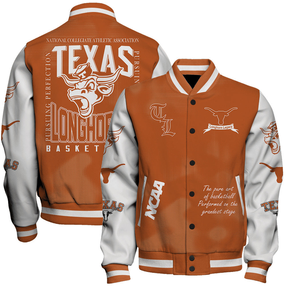Texas Longhorns Ncaa Basketball Longhorn Legacy 3D Unisex Varsity Jacket