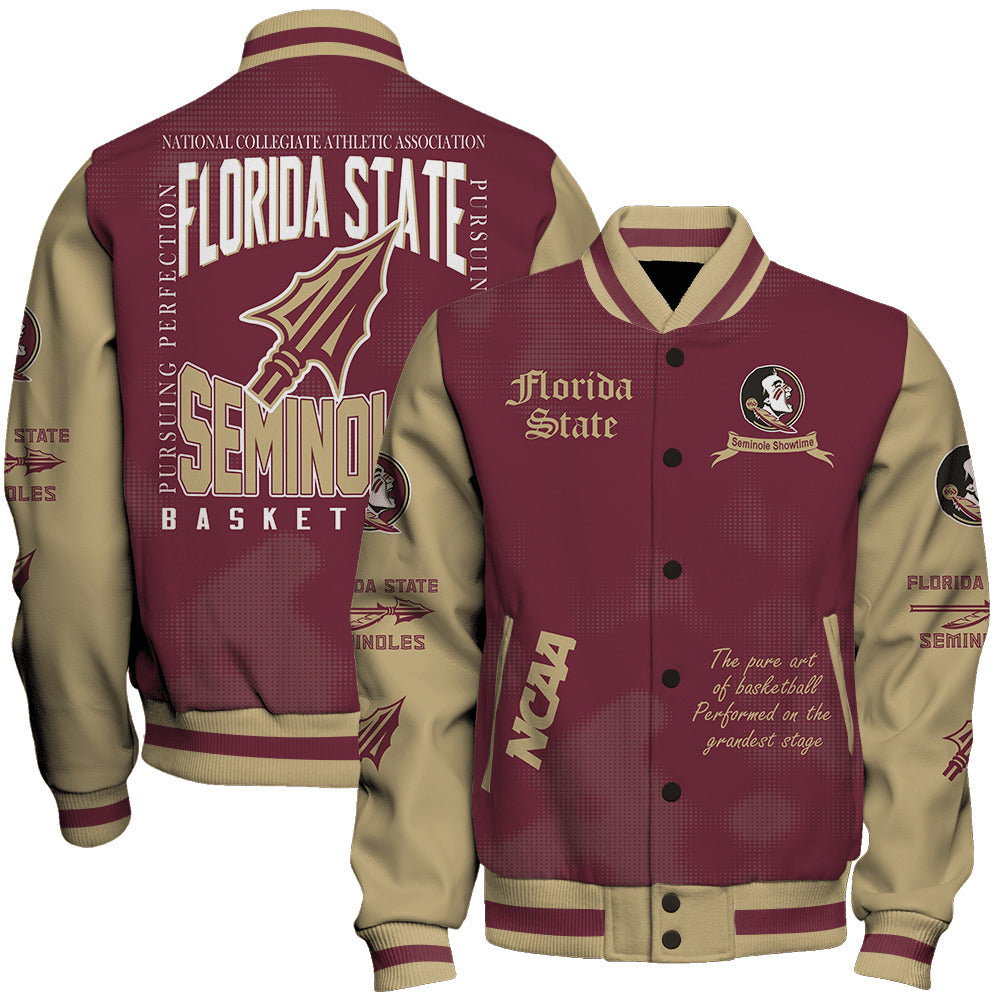 Florida State Seminoles Ncaa Basketball Seminole Showtime 3D Unisex Varsity Jacket
