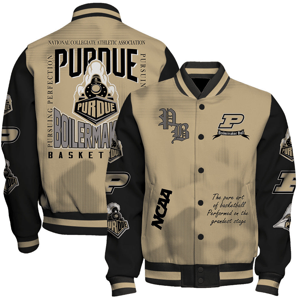 Purdue Boilermakers Ncaa Basketball Boilermaker Ball 3D Unisex Varsity Jacket