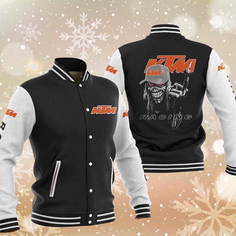 Ktm Racing Skeleton Baseball Varsity Jacket Full Color