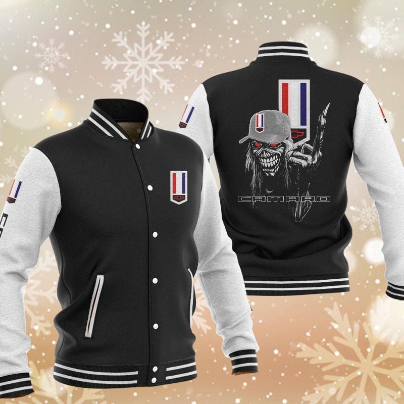 Chevrolet Camaro Skeleton Baseball Varsity Jacket Full Color