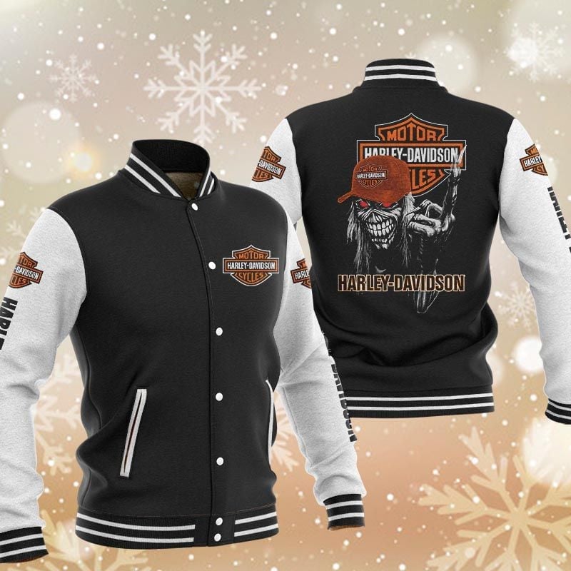 Harley Davidson Skeleton Baseball Varsity Jacket Full Color