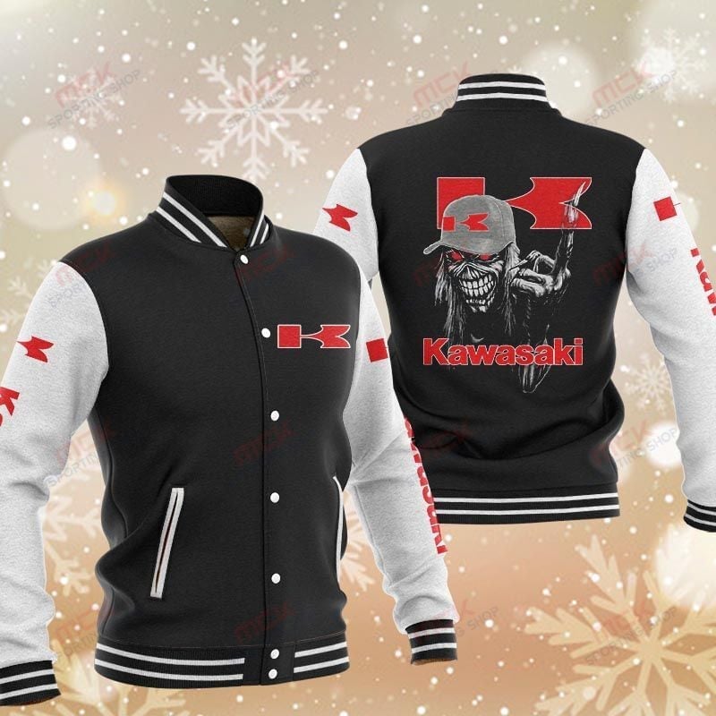 Kawasaki Skeleton Baseball Varsity Jacket Full Color