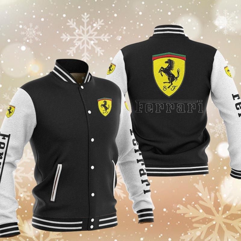 Ferrari Brand Logo Baseball Varsity Jacket Full Color