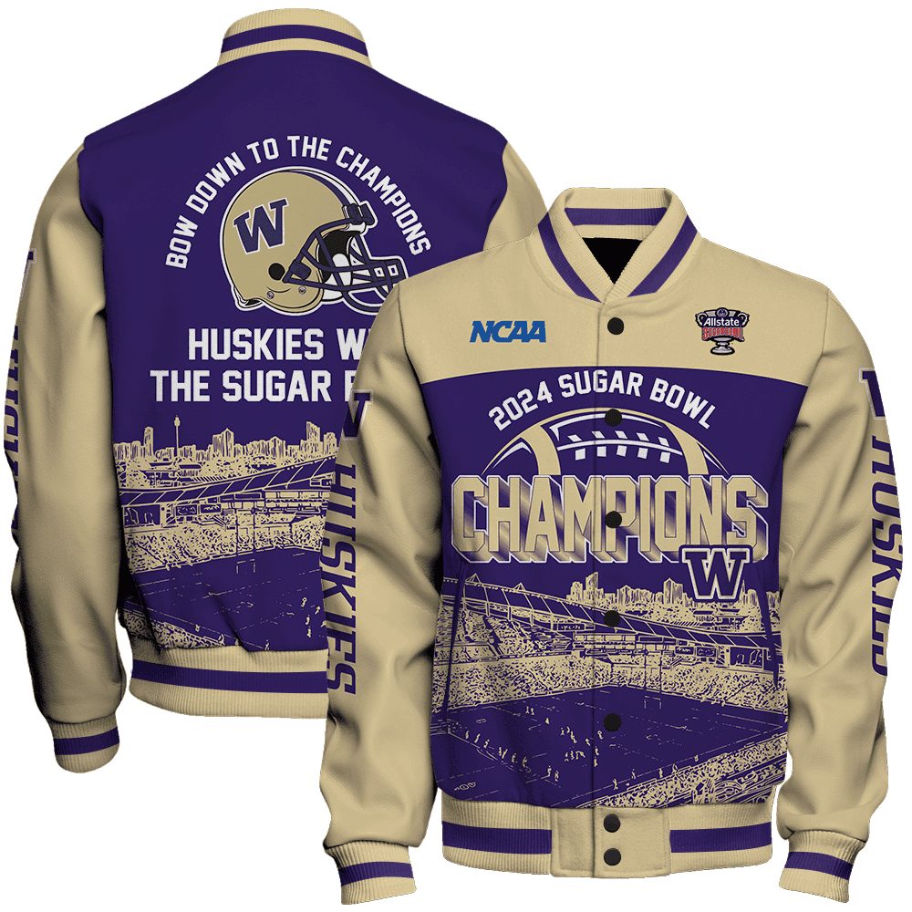 Washington Huskies Ncaa Bow Down To The Champions Sugar Bowl Varsity Jacket