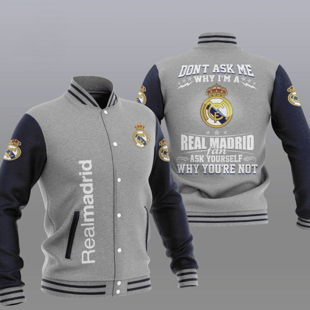 Real Madrid Grey Dont Ask Me Varsity Jacket