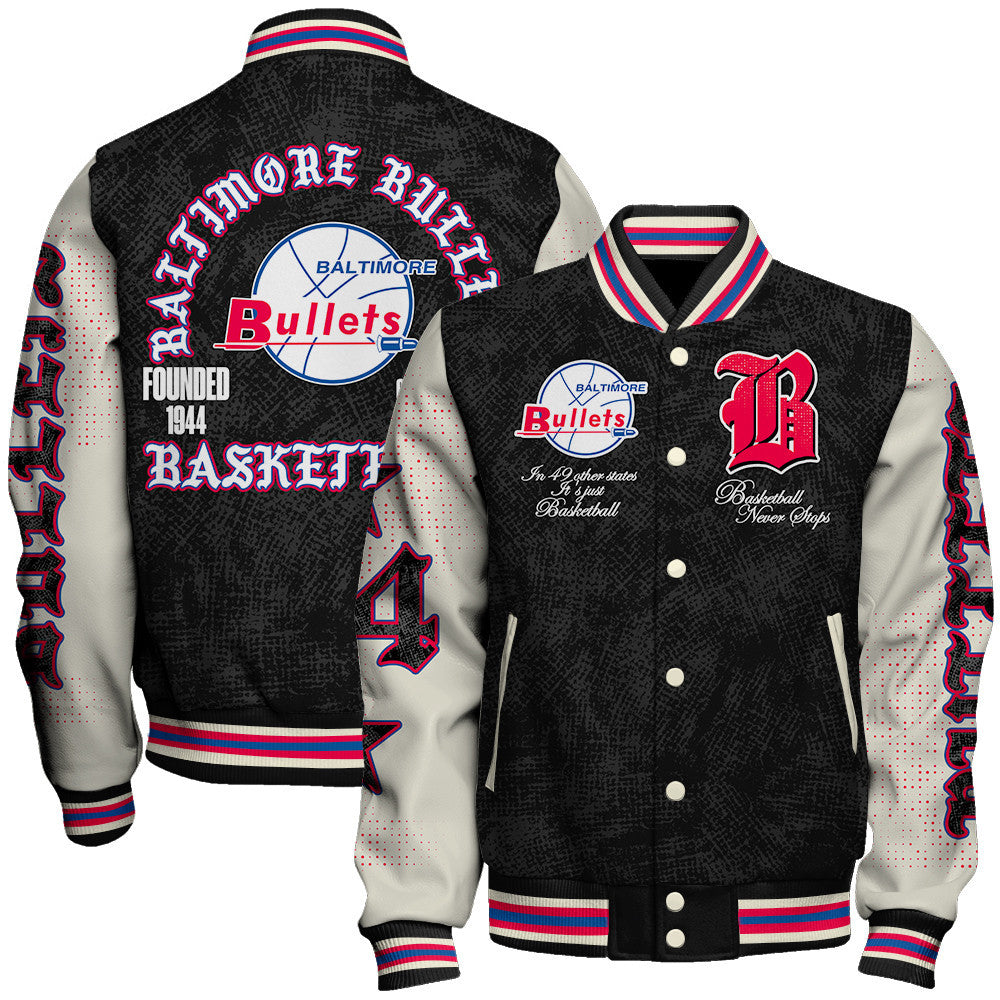 Baltimore Bullets Team Logo Sport Pattern Style Varsity Jacket
