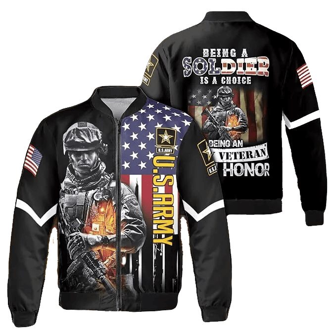 Veteran Bomber Jacket Being A Soldier Is A Choice Bomber Black Unisex Jacket Jacket