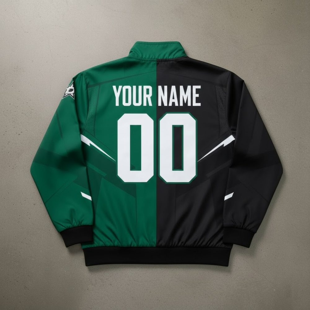 Dallas Stars Hockey Bomber Jacket – Split Color Block Full Zip Sportswear