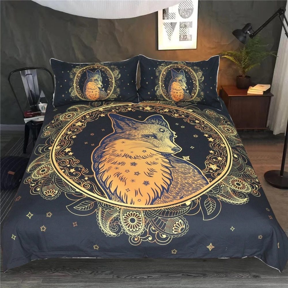 Mandala Fox Bedding Set Duvet Cover And 2 Pillowcases