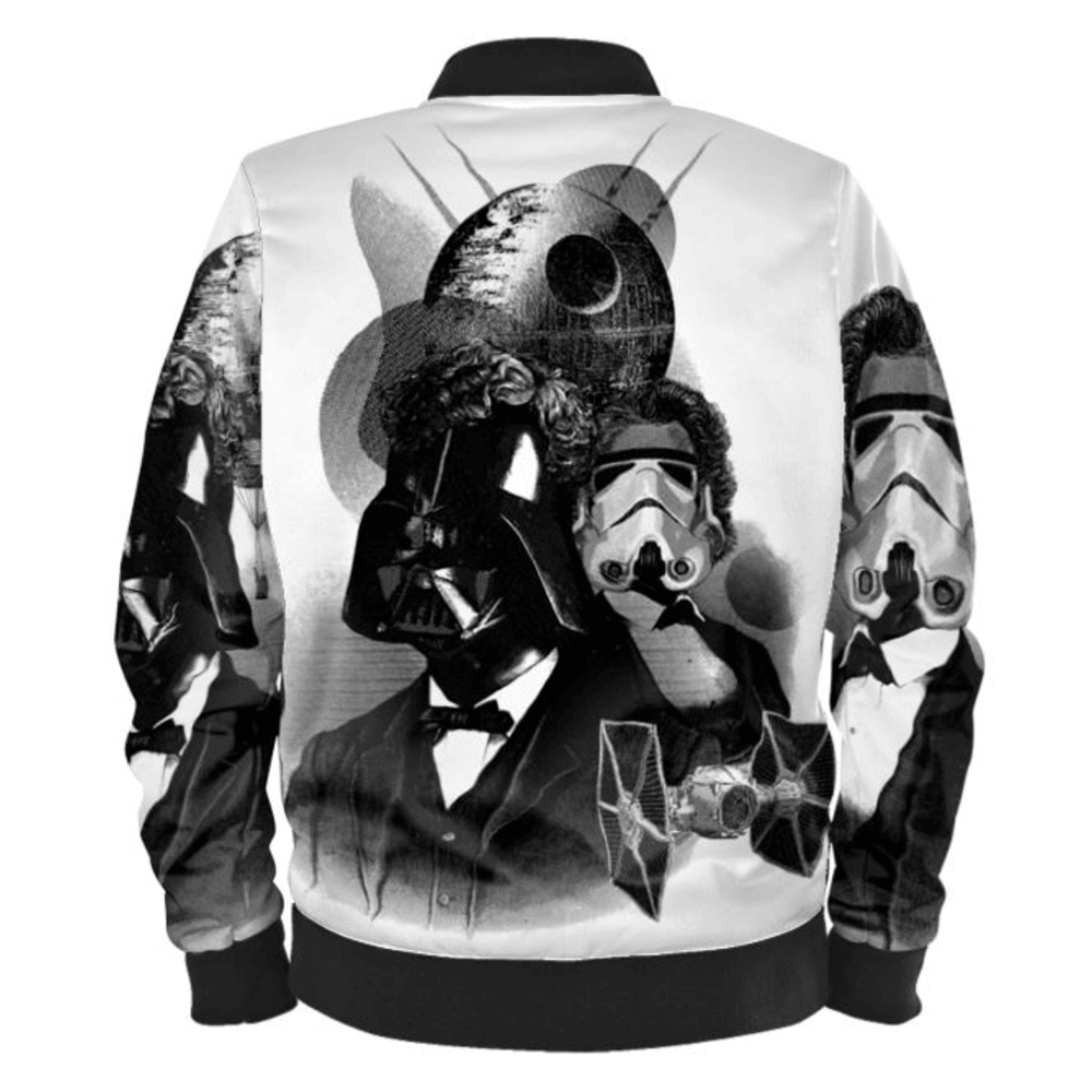 Star Wars Bomber Jacket Darth Vader Stormtrooper Death Star Graphic Bomber Black White Unisex Jacket Jacket