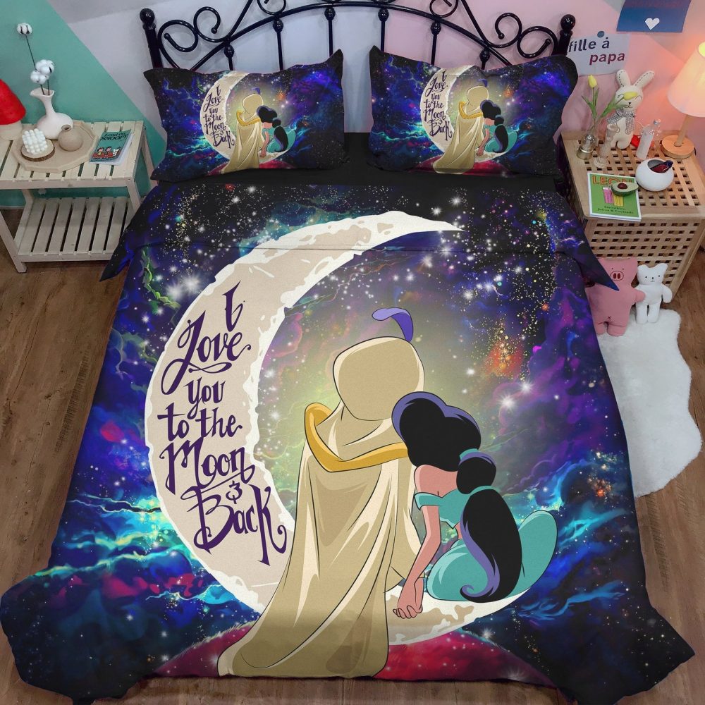 Aladin Couple Love You To The Moon Galaxy Bedding Set Duvet Cover And 2 Pillowcases