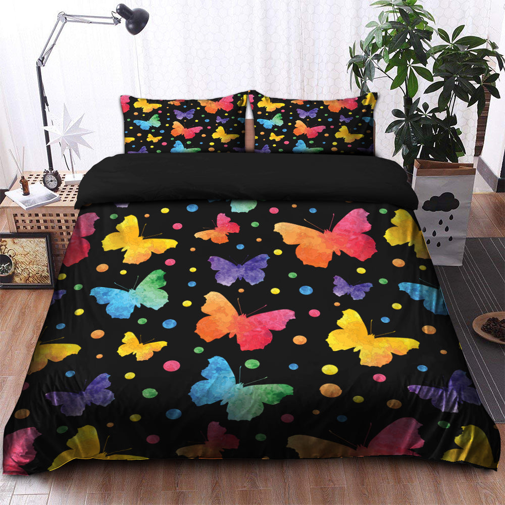 Butterfly Water Color Bedding Set Duvet Cover And 2 Pillowcases