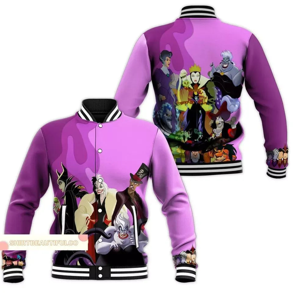 Unisex Purple Villain Bomber Jacket – Iconic Cartoon Characters Design , Perfect Gift!