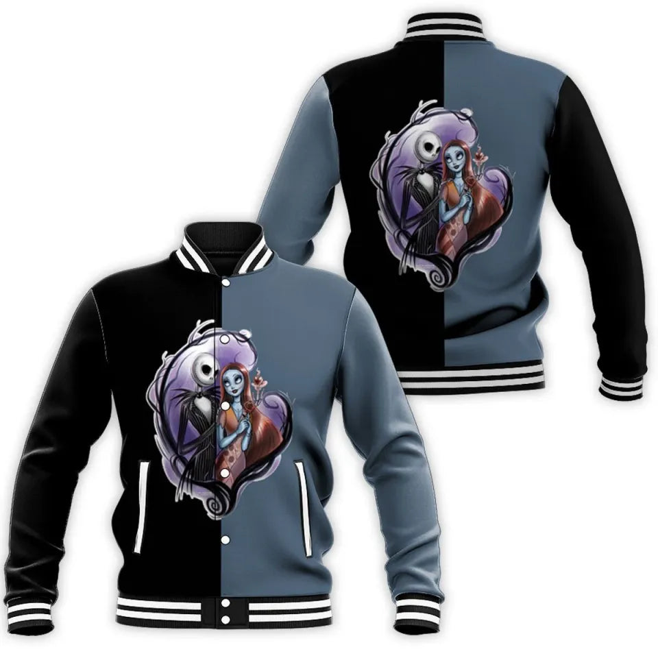 New The Nightmare Before Christmas Jack And Sally Baseball Jacket Disney Casual Street Men'S And Women'S Jacket
