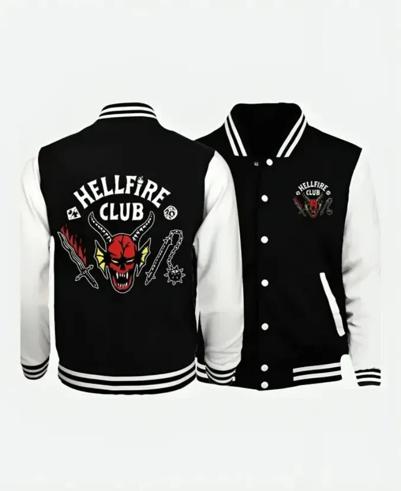 Exclusive Hellfire Club Varsity Jacket - Bold Black &amp; White Design With Iconic Logo