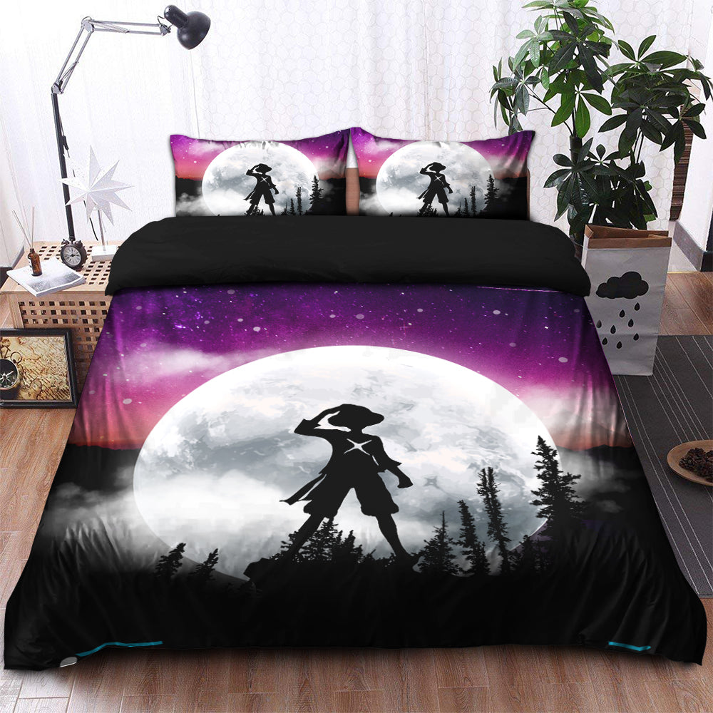 One Piece Luffy Anime Moon Night Galaxy Bedding Set Duvet Cover And 2 Pillowcases
