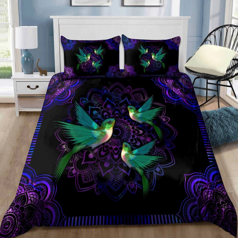 Hummingbird Mandala Bedding Set Duvet Cover And 2 Pillowcases