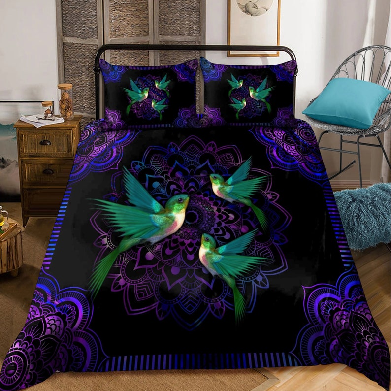 Hummingbird Mandala Bedding Set Duvet Cover And 2 Pillowcases