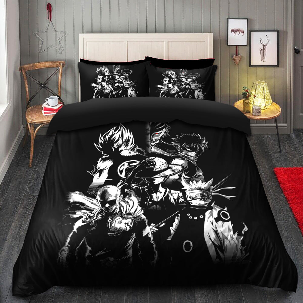 Anime Heroes B&amp;W Bedding Set Duvet Cover And 2 Pillowcases
