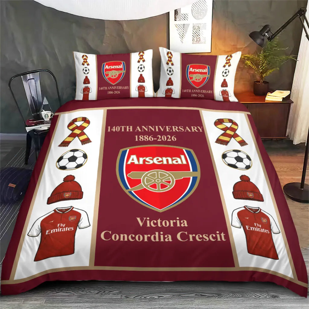Arsenal Fc 140Th Anniversary 3-Piece Duvet Bedding Set