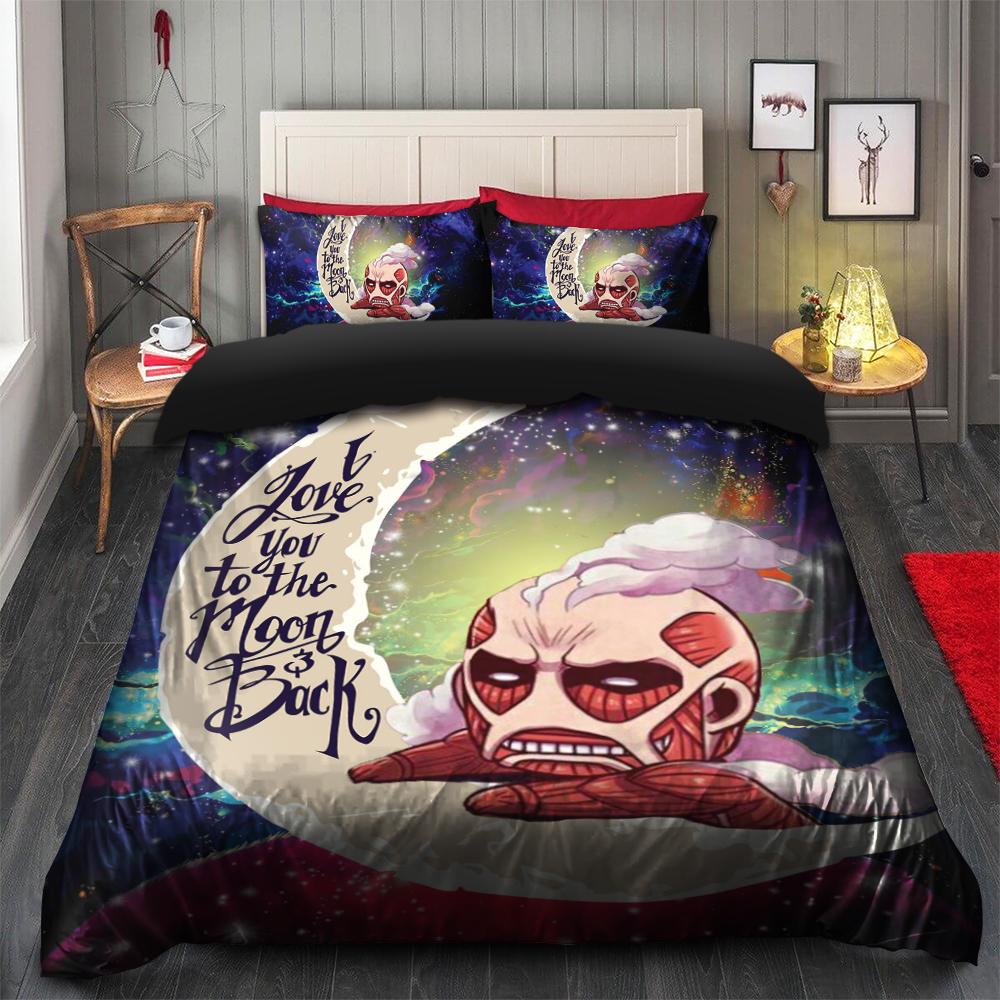 Attack On Titan Love You To The Moon Galaxy Bedding Set Duvet Cover And 2 Pillowcases