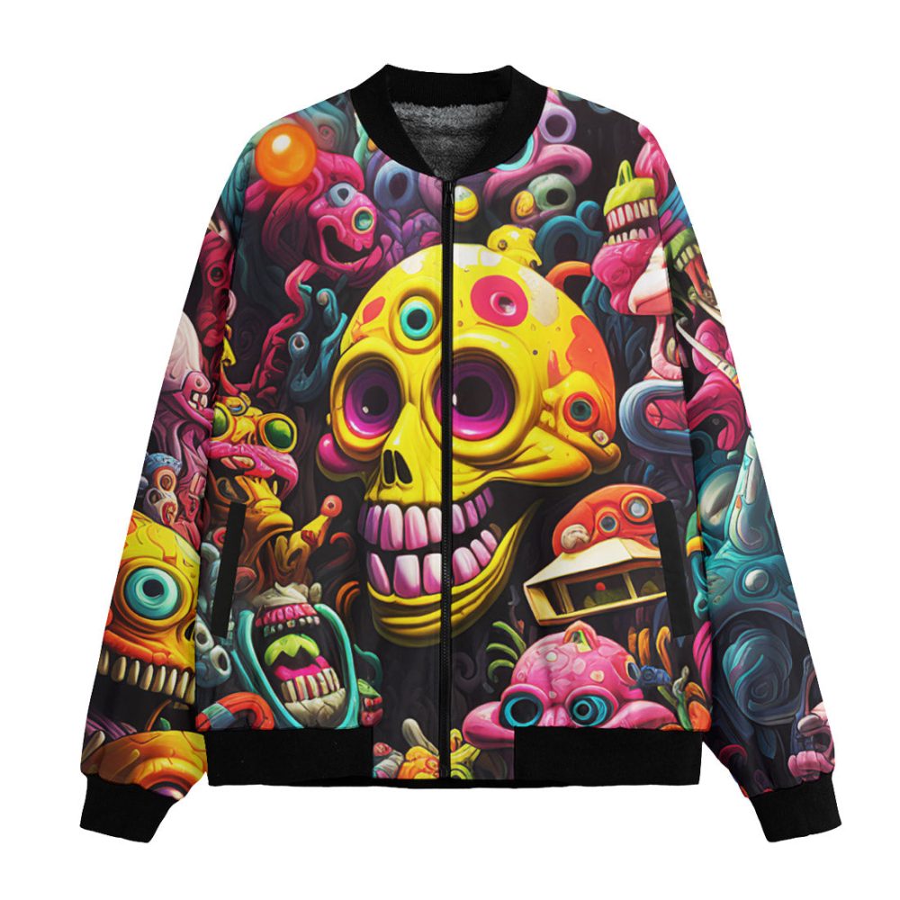 Skull Bomber Jacket Psychedelic Weird Skull And Monsters Bomber Colorful Unisex Jacket Jacket