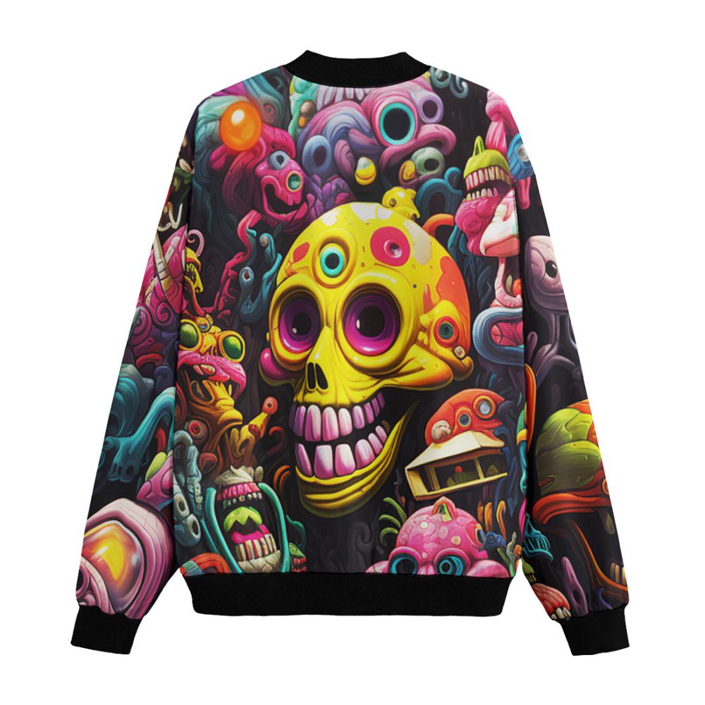 Skull Bomber Jacket Psychedelic Weird Skull And Monsters Bomber Colorful Unisex Jacket Jacket