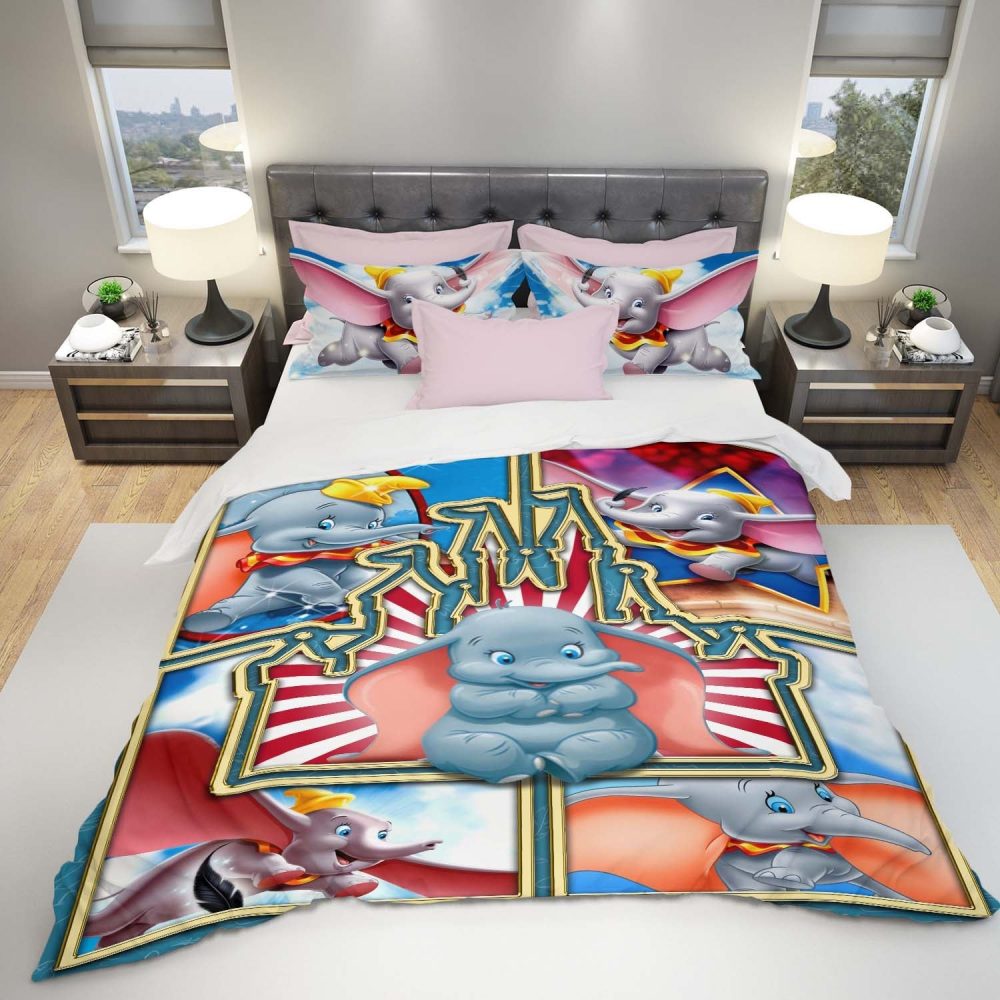Cozy Elephant Cartoon Bedding Set - Kids Comforter With Pillowcases - Soft &amp; Colorful Bedroom Decor