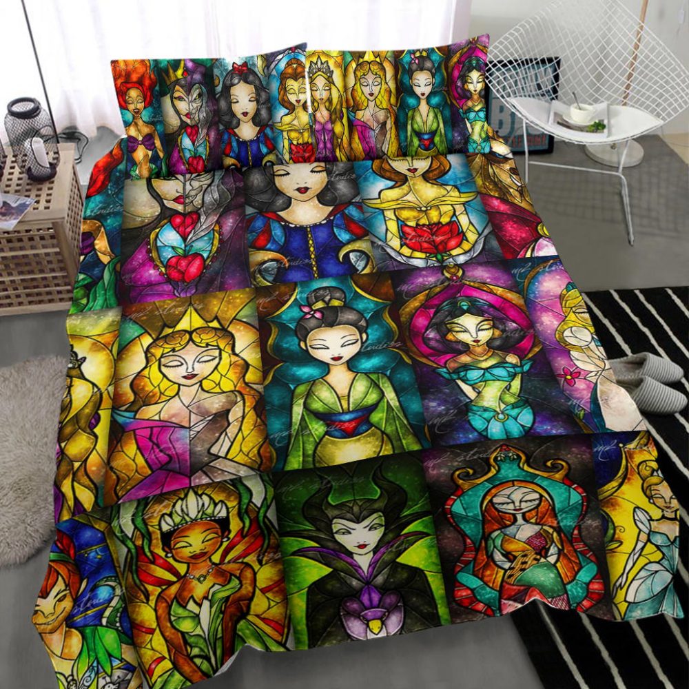 Vibrant Stained Glass Princess Comforter Set - Cozy, Colorful Bedspread For A Magical Bedroom Makeover