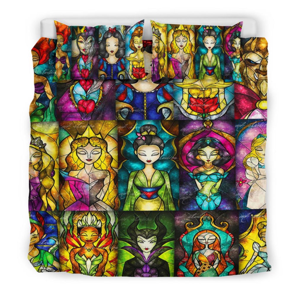 Vibrant Stained Glass Princess Comforter Set - Cozy, Colorful Bedspread For A Magical Bedroom Makeover
