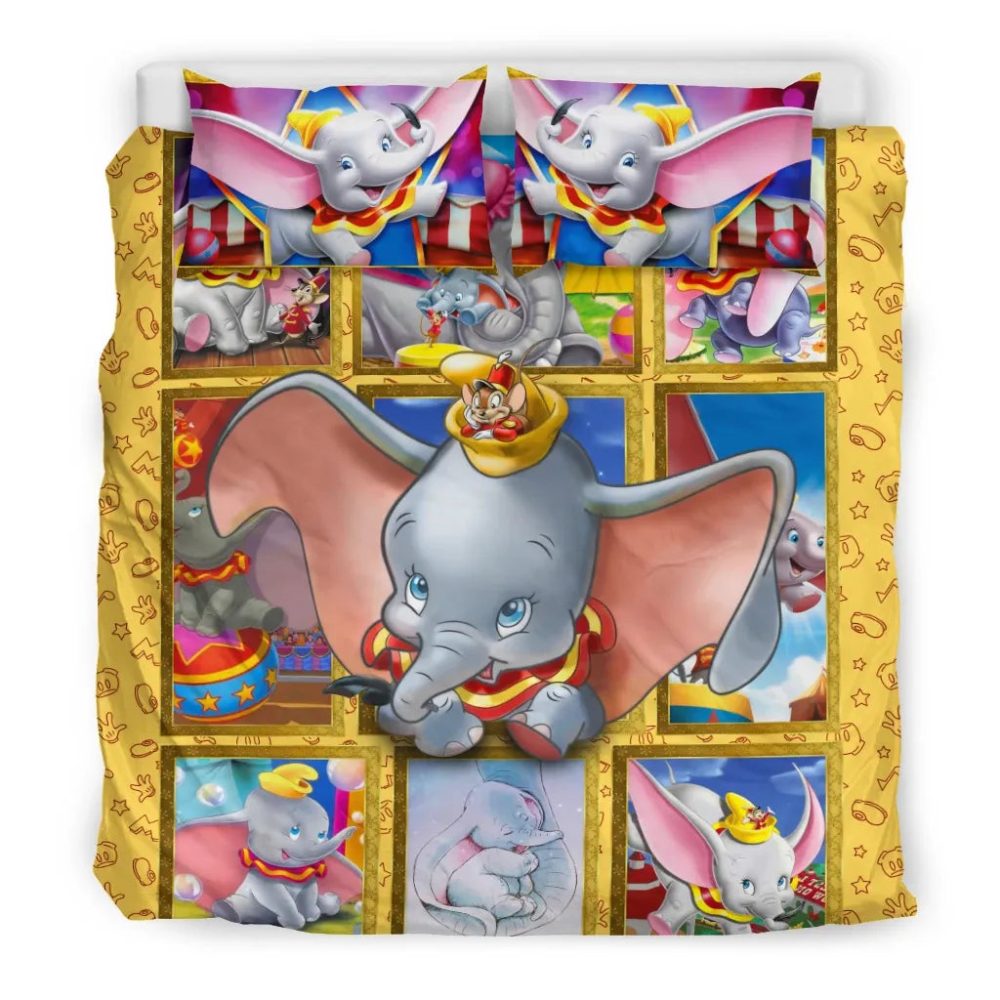 Charming Elephant &amp; Mouse Cartoon Bedding Set - Kids Room Decor - Cozy &amp; Colorful Comforter