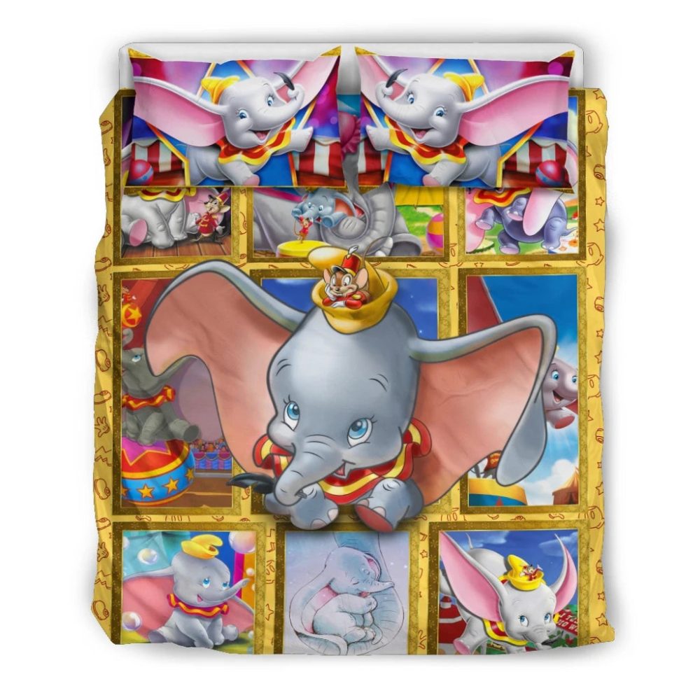 Charming Elephant &amp; Mouse Cartoon Bedding Set - Kids Room Decor - Cozy &amp; Colorful Comforter