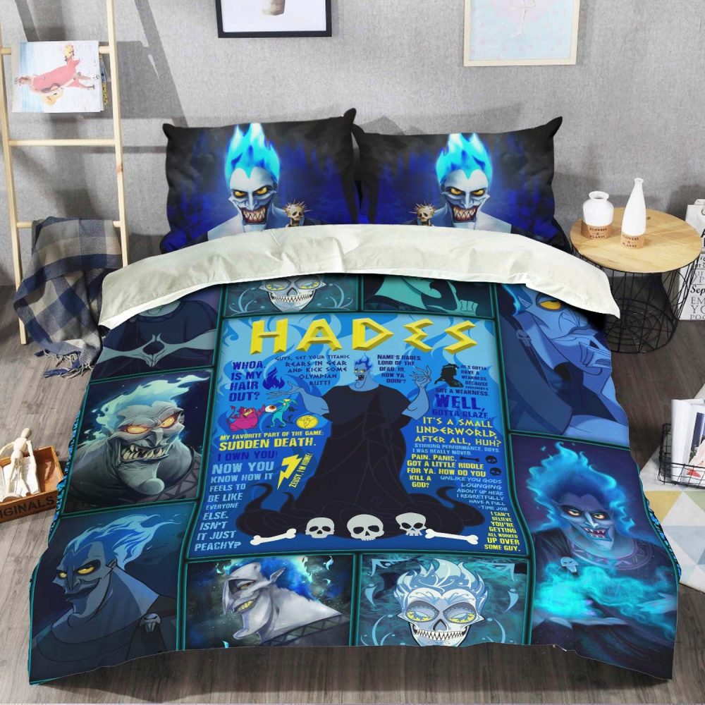 Cozy Hades-Themed Bedding Set - Vibrant Blue Cartoon Design For Ultimate Comfort
