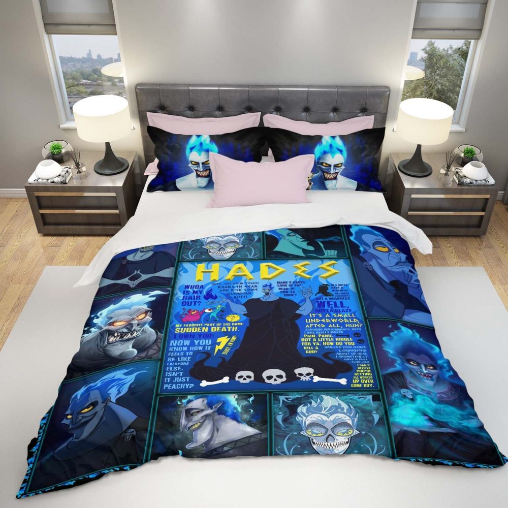 Cozy Hades-Themed Bedding Set - Vibrant Blue Cartoon Design For Ultimate Comfort