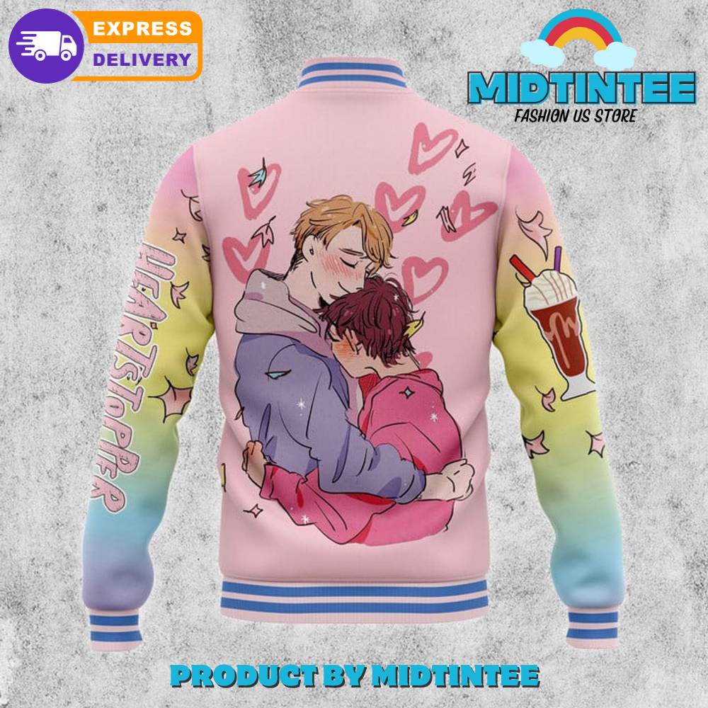Colorful Heartstopper Varsity Jacket - Cute Cartoon Design, Fast Delivery!