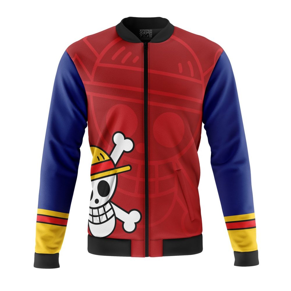 One Piece Bomber Jacket Luffy Straw Hat Jolly Roger Bomber Red Blue Unisex Jacket Jacket