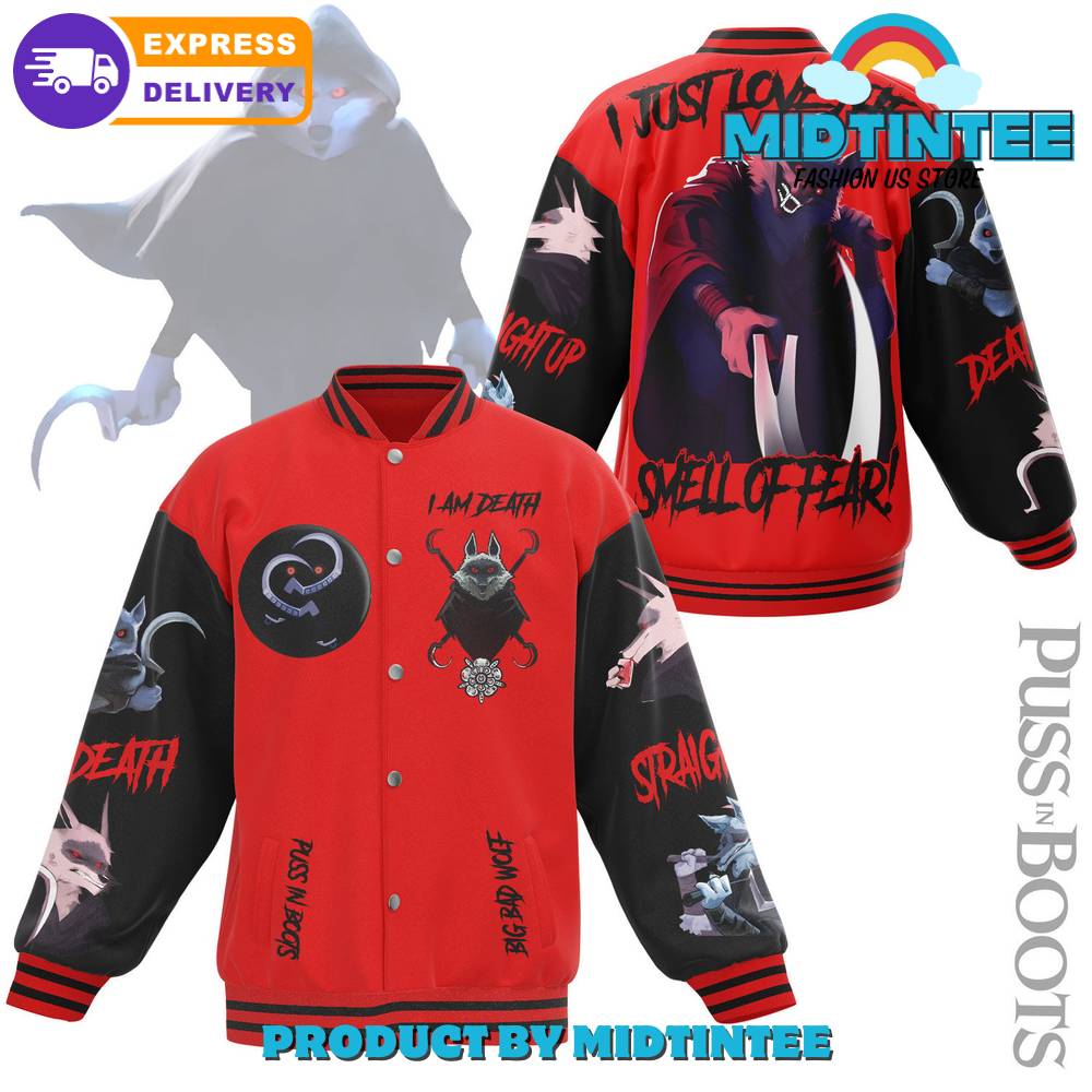 Red Graphic Varsity Jacket - Stylish Wolves &amp; Slogan Design - Fast Shipping