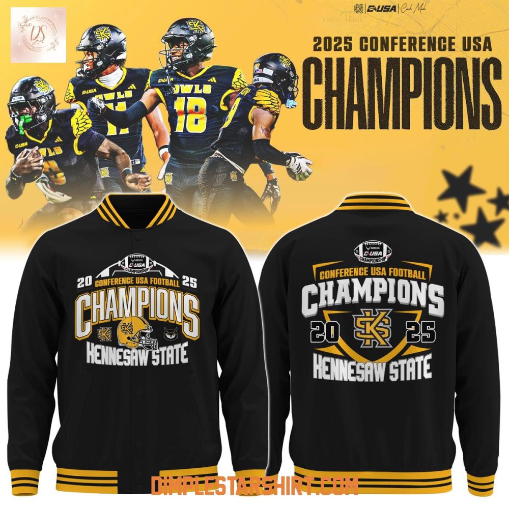 Kennesaw State Owls C-Usa Football Conference Champions 2025 Baseball Jacket