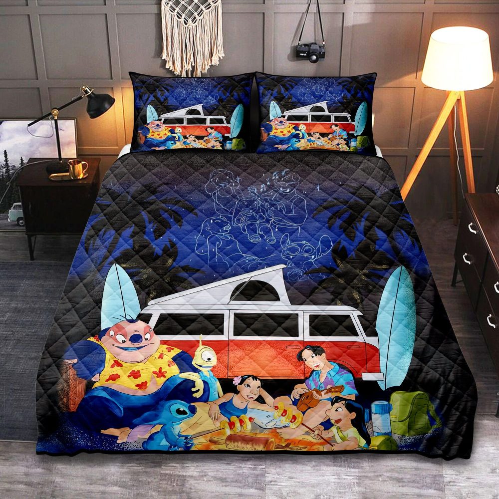 Cozy Stitch &amp; Friends Quilt Set - Vibrant Cartoon Bedding For Kids Room Decor