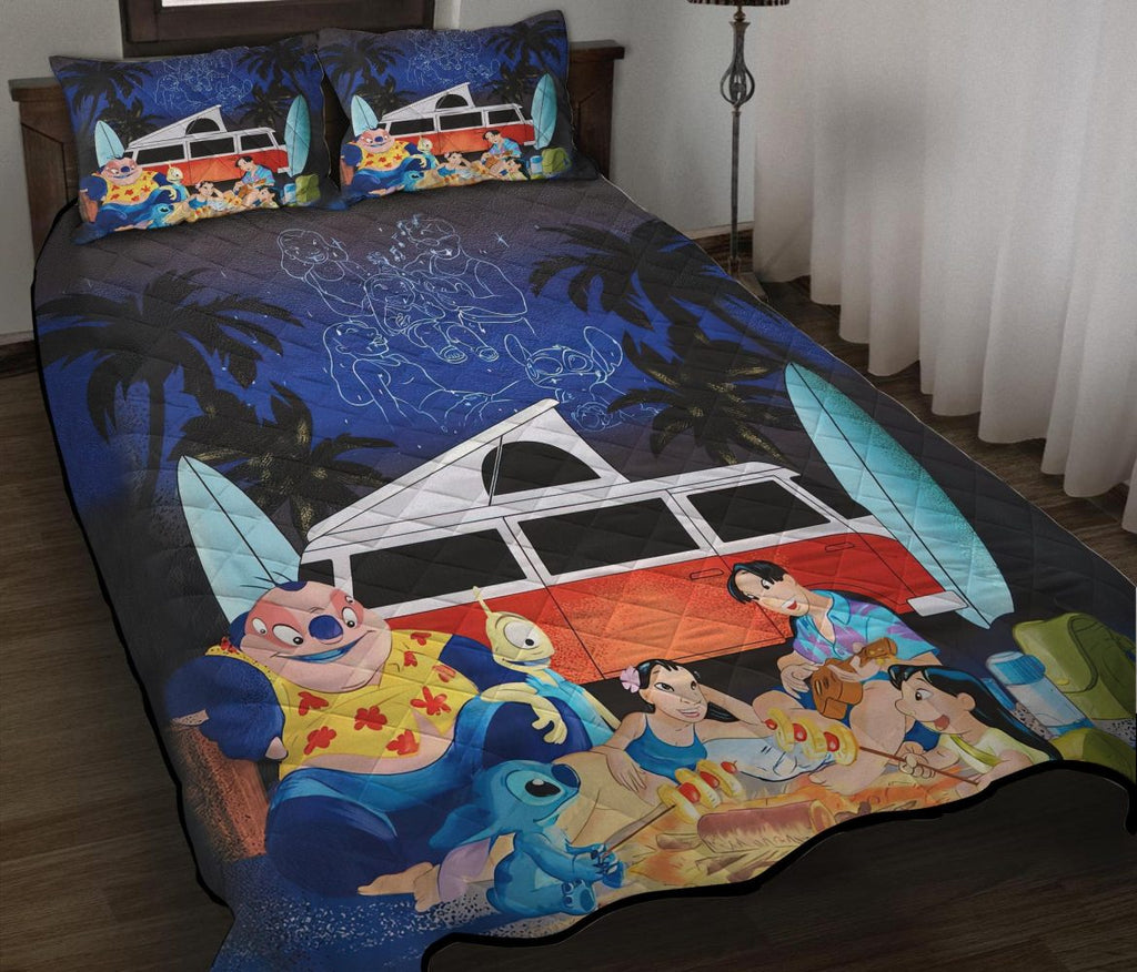 Cozy Stitch &amp; Friends Quilt Set - Vibrant Cartoon Bedding For Kids Room Decor