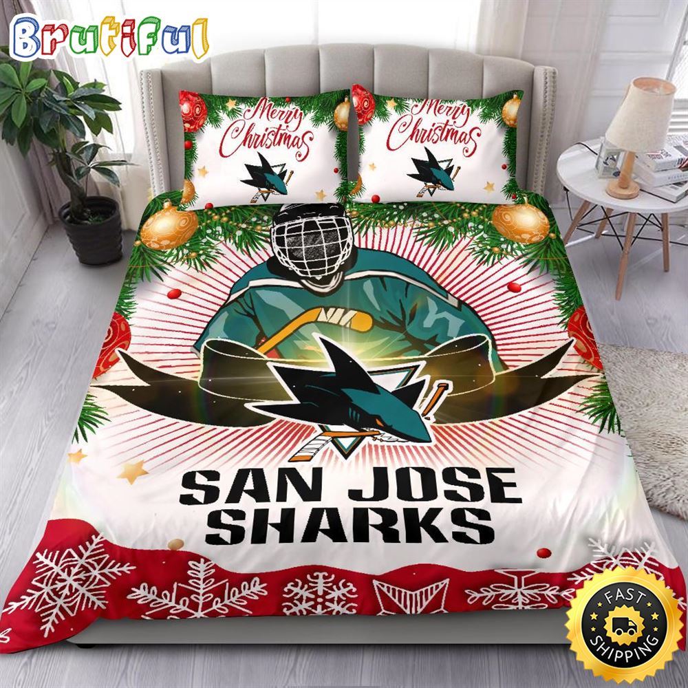Nhl San Jose Sharks Bedding Sets Merry Christmas Quilt Bedding Sets