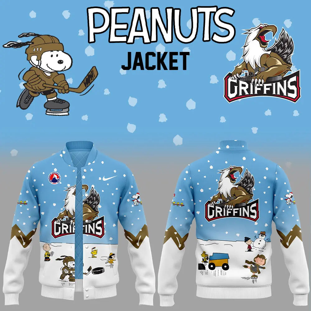 Grand Rapids Griffins Peanuts &amp; Snoopy Nike Bomber Jacket V2+Nt06122430Id10Ds11