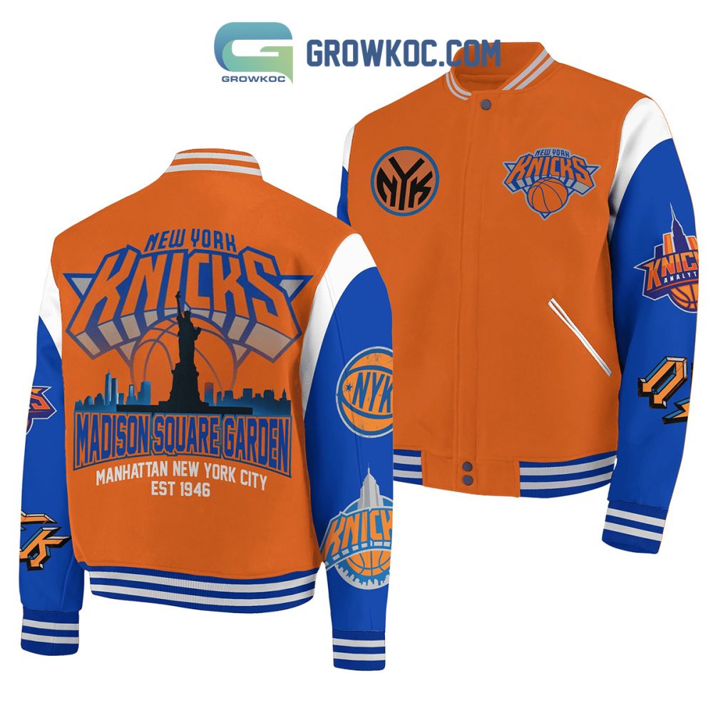 Ny Basketball Varsity Jacket - Iconic Orange &amp; Blue Fan Gear - Unisex S-Xxl - Perfect For Game Day!